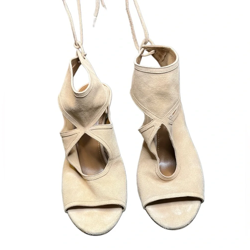 Aquaazzura Women’s Tan lace up Leather High Heels 37.5 EUC - Picture 4 of 11